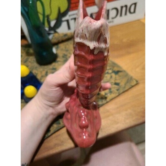 Vintage MCM Royal Haeger Leaf Vase Burgundy Dark Red Pink White Glaze EUC Art - Picture 6 of 8